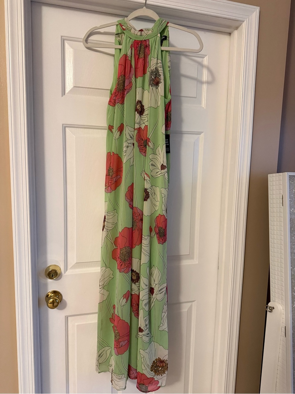 Express Green Floral Halter Maxi Dress with Blooms Xs